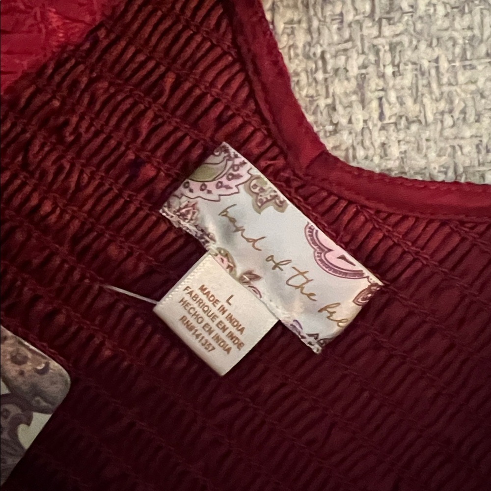 NWT BAND OF THE FREE Lea Rhubarb Smocked Crop Top - Picture 5 of 10
